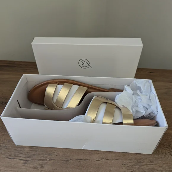 The Drop Monika Gold Faux Leather Sandals - Picture 9 of 10